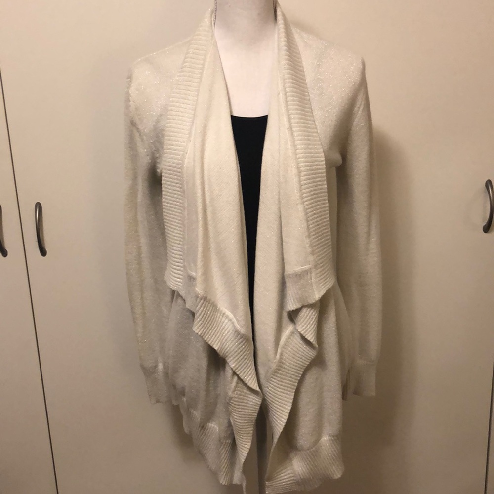 Silver Glitter Waterfall Cardigan